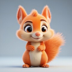 Fototapeta premium Un adorable y tierno personaje animado de ardilla con grandes ojos expresivos y pelaje esponjoso que captura la atención de todos con su encanto y dulzura 