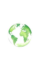 Obraz premium Green earth watercolor art hand drawing, concept of environmental protection, simple style, with white tones