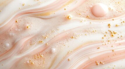 Fototapeta premium Abstract pink and gold marble texture with bubbles