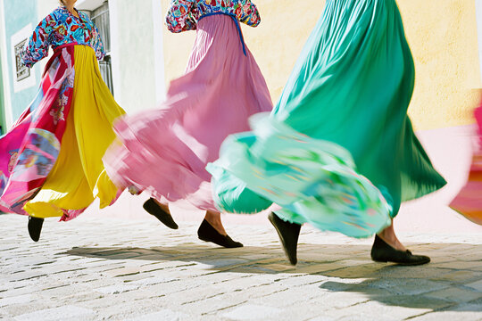 traditional Czech festival dancers in colorful costumes