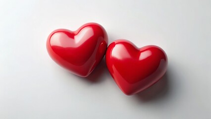 Fototapeta premium Romantic Red Hearts on White: Valentine's Day Top View Stock Photo