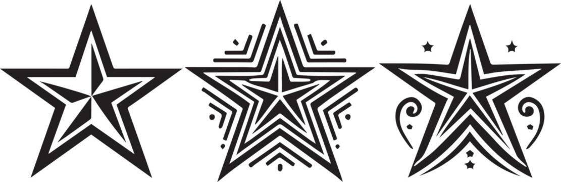 set of star silhouette vector