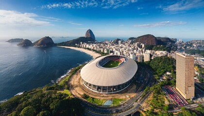 engenhao stadium dominating rio de janeiro skyline aerial view of a modern sports arena