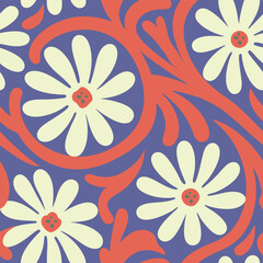 Cute floral seamless pattern, Abstract botanical flower vector illustration, Pattern for design and fashion prints