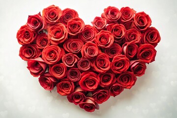 Romantic Valentine's Day Double Exposure: Red Rose Heart on White