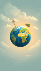 Naklejka premium earth climate change abstract concept illustration, with white tones