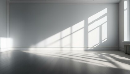 empty white room mockup sunlight casts shadows on floor walls interior design render versatile blank space for products renders suitable for home furniture architectural projects product