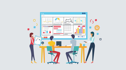 Fototapeta premium Professional People are Efficiently Filling Out a Schedule Table with Analytics
