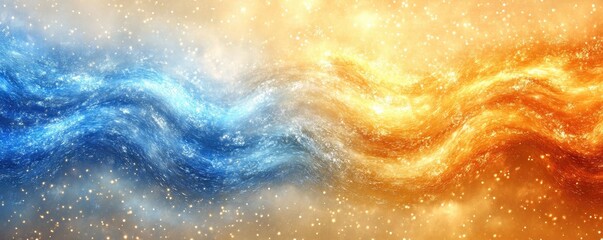 Fototapeta premium Cosmic waves of blue and orange energy in space
