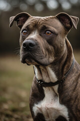 A clear portrait of a dog on a neutral background. The look is calm and dignified. Ideal for creating a warm and attractive image of a pet