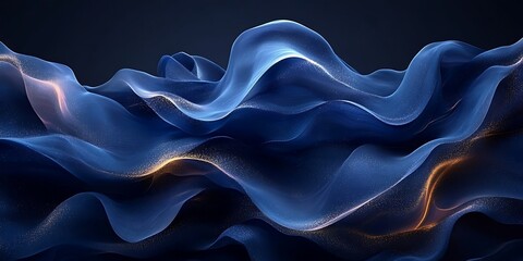 Obraz premium Abstract blue waves, dark background, digital art, website banner.
