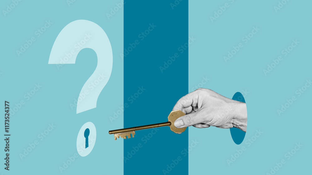 Poster Answer the question and solve the problem. Concept of problem solving, finding the answer to solve a problem