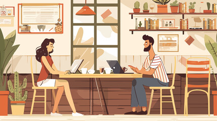 Crowded Restaurant Landing Page with Diverse Visitors