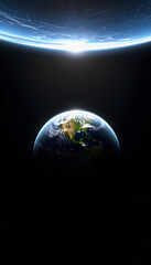 Fototapeta premium realistic illustration of earth planet, Backlit, with white tones