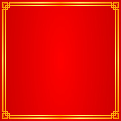 Chinese style gold frame border corner red background for copy space text Chinese New Year illustration design