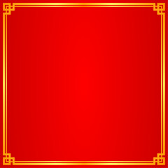 Chinese style gold frame border corner red background for copy space text Chinese New Year illustration design