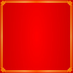 Chinese style gold frame border corner red background for copy space text Chinese New Year illustration design