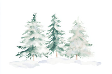 Obraz premium Snowy Winter Trees in a Festive Scene