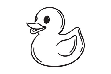 rubber bath duck for baby bathtub doodle hand drawn icon. Outline drawing rubber bath duck for baby bathtub line clipart symbol