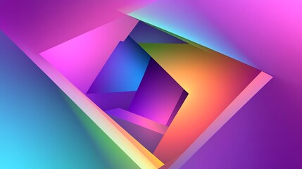 Abstract Colorful Geometric Shapes Intersect Creating Depth