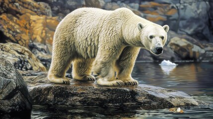Majestic Polar Bear by the Arctic Water