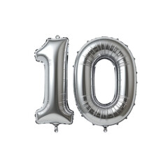 Silver Number 10 Balloon, Celebrate a milestone or special occasion with this silver number 10 balloon. It's perfect for birthdays, anniversaries.