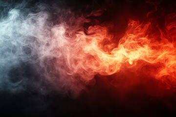 Fototapeta premium Swirling smoke blends of red and white create an artistic abstract background for creative designs