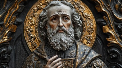 Intricate Detail: A Close-Up of an Ornate Religious Statue