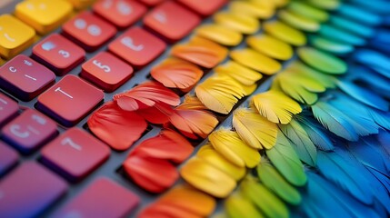 A colorful keyboard resembling a parrots feathers