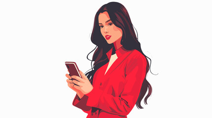 Naklejka premium Stunning Business Woman in Elegant Red Dress Portrait