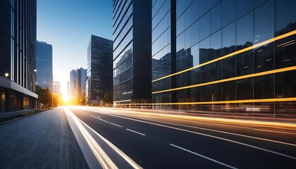 Fototapeta premium Cityscape Highway Sunset Modern Buildings Traffic