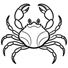 Cute Silhouette of a Crab line art vector cartoon illustration