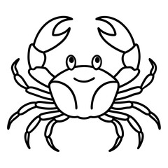 Cute Silhouette of a Crab line art vector cartoon illustration