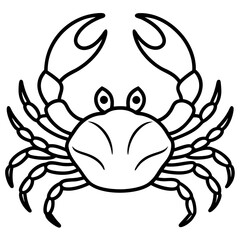 Cute Silhouette of a Crab line art vector cartoon illustration