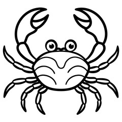 Cute Silhouette of a Crab line art vector cartoon illustration