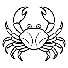 Cute Silhouette of a Crab line art vector cartoon illustration