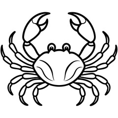 Cute Silhouette of a Crab line art vector cartoon illustration
