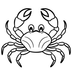 Cute Silhouette of a Crab line art vector cartoon illustration