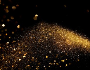 Obraz premium gold glitter dust sparkles against a black background