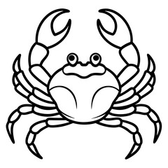 Cute Silhouette of a Crab line art vector cartoon illustration