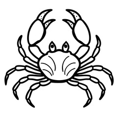 Cute Silhouette of a Crab line art vector cartoon illustration