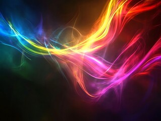 Abstract Glowing Lights in Vibrant Colors Cascading Against a Dark Background, Perfect for Futuristic and Festive Designs