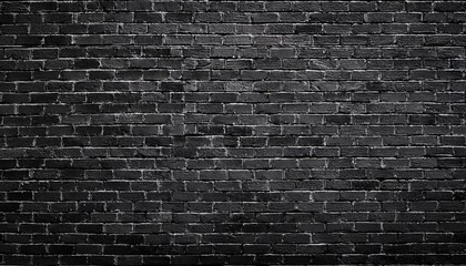 panoramic texture of black brick wall brickwork history for layout or backdrop