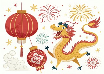 Obraz premium chinese new decoration Chinese paper lantern and red lamp isolated icons of Asian Lunar New Year holiday decoration vector