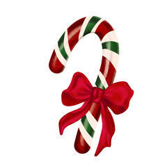 New Year candy tied with a bow on a white background