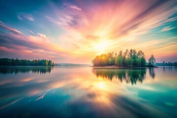 Obraz premium Serene Watercolor Landscape: Abstract Blurred Gradient Background in Soft Pastel Colors