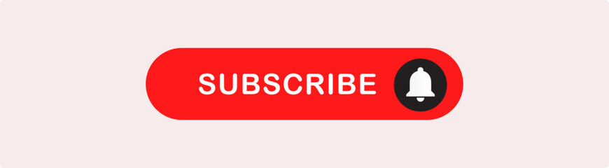 Subscribe button with bell and pointer. Social media. Youtube subscribe button.  Vector illustration