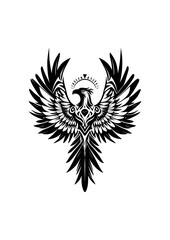 Obraz premium Grace in flight a serene silhouette of a flying bird Free Vector.A Chickadee Bird Silhouette Free Vector.black and white illustration of a bird Pro Vector. 