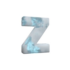 Fototapeta premium 3D Render Frosty ice alphabet Letter Z isolated on white background.