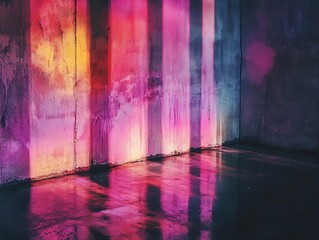 Obraz premium Abstract Glowing Lights in Vibrant Colors Cascading Against a Dark Background, Perfect for Futuristic and Festive Designs